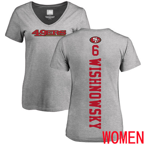 San Francisco 49ers Ash Women Mitch Wishnowsky Backer #6 NFL T Shirt->san francisco 49ers->NFL Jersey